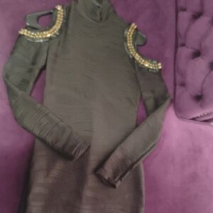 Elegant Black Dress with Gold Accents